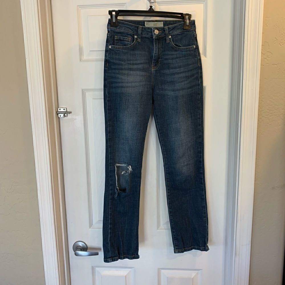 Topshop High Rise Drew Distressed Jeans